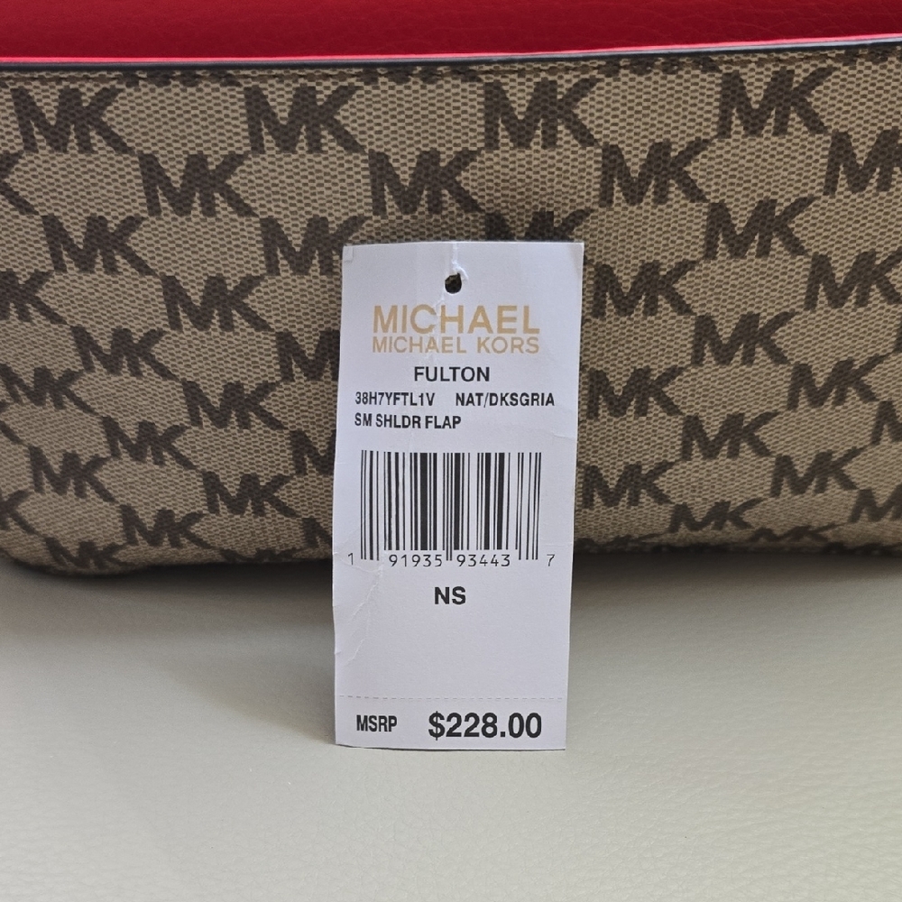 Michael Kors Orange and Brown Fulton Shoulder Bag, Preowned - Picture 3 of 15